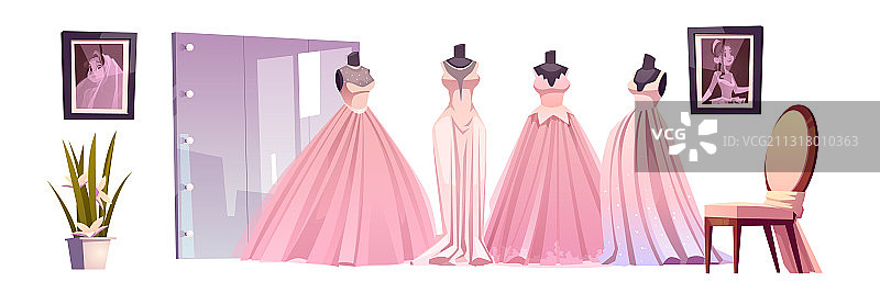 婚纱店里的奢华新娘礼服图片素材