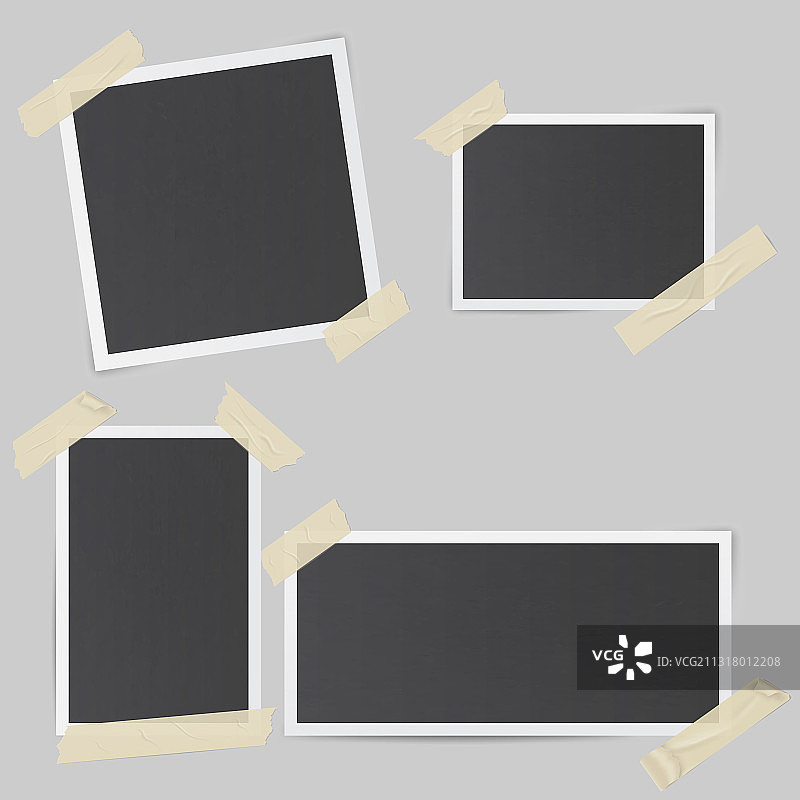 用透明胶水粘合的黑色相框图片素材