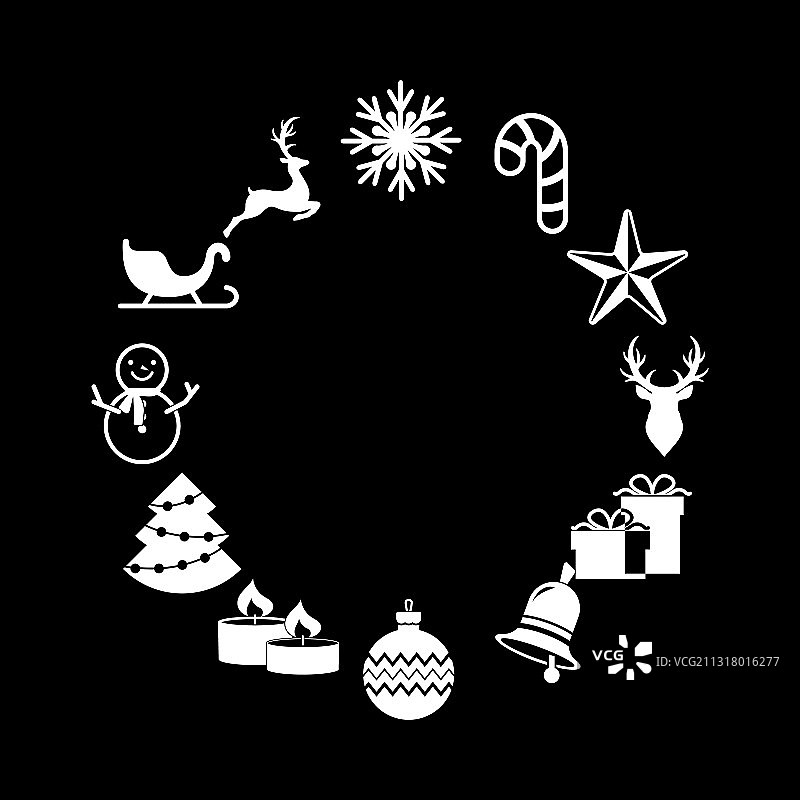 圣诞镂空边框驯鹿雪橇合集图片素材