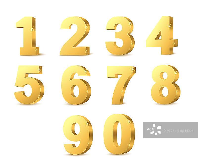金色金属数字逼真写实套装图片素材