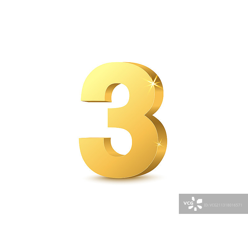 闪耀金色3D数字3图片素材