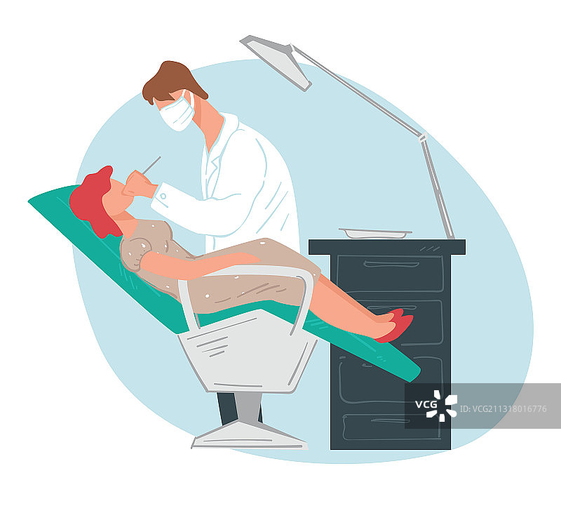 牙科诊所的诊疗过程，牙医和患者图片素材