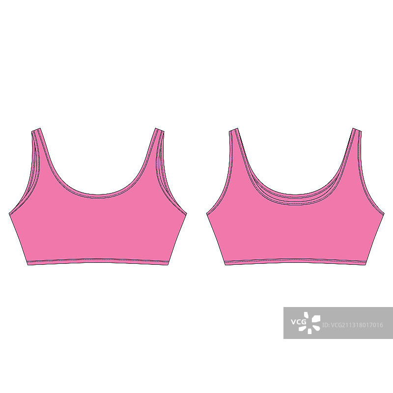 亮粉色露脐上衣技术草图图片素材