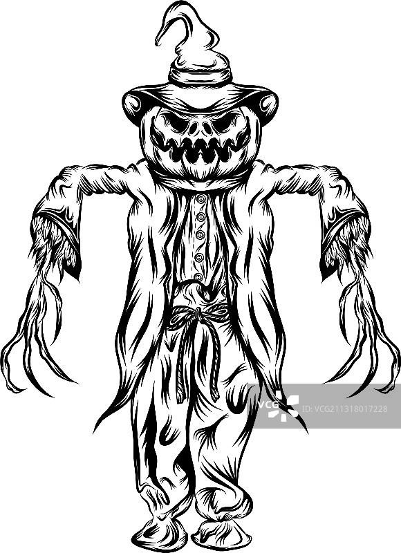 穿着惊吓服装的稻草人图片素材