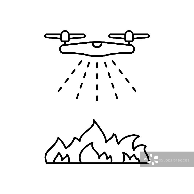 无人机灭火线性图标图片素材