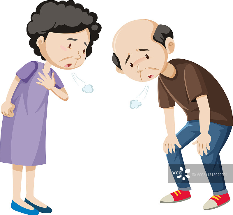 疲惫的老年夫妇卡通形象图片素材