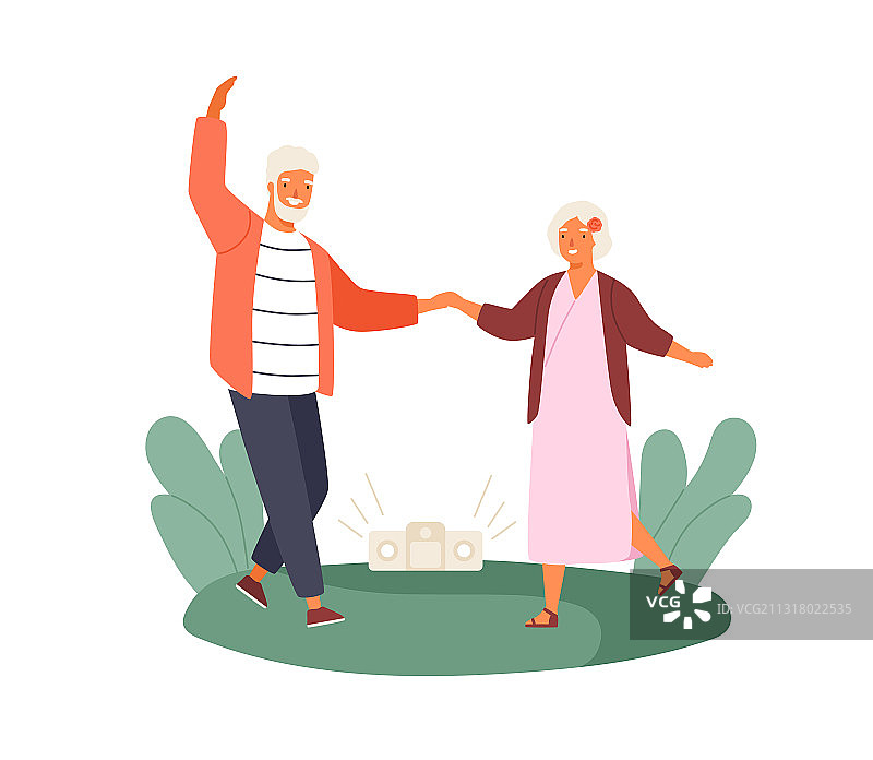 在公园里跳舞的活跃老年夫妇图片素材