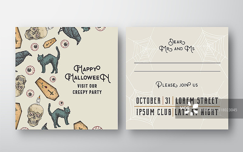 万圣节抽象邀请卡图片素材