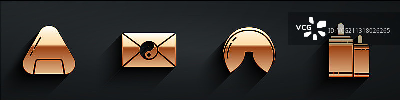 寿司、阴阳与中国风幸运签图片素材