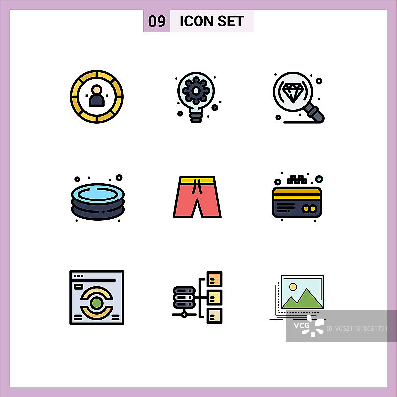 包装9个现代填充线和平色标志图片素材