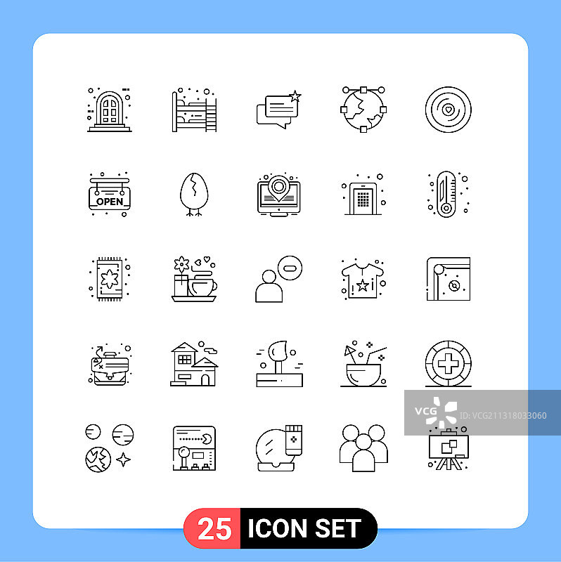 通用图标符号组25个现代线条图片素材