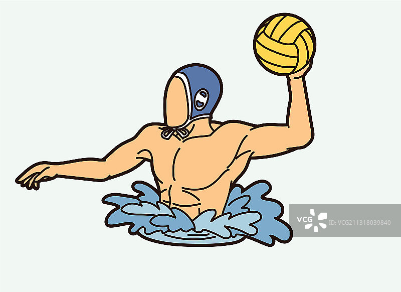 水球运动员卡通图形图片素材