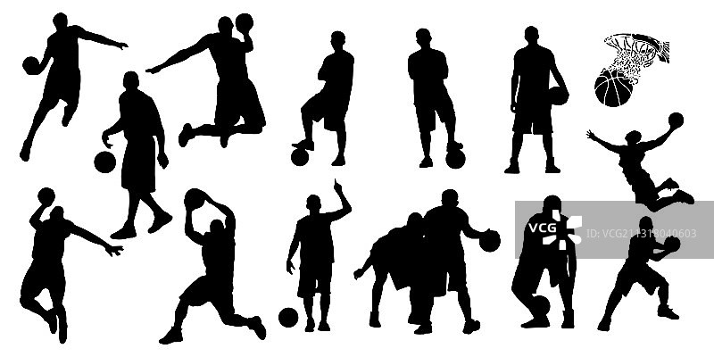 白色背景下的篮球运动员图片素材