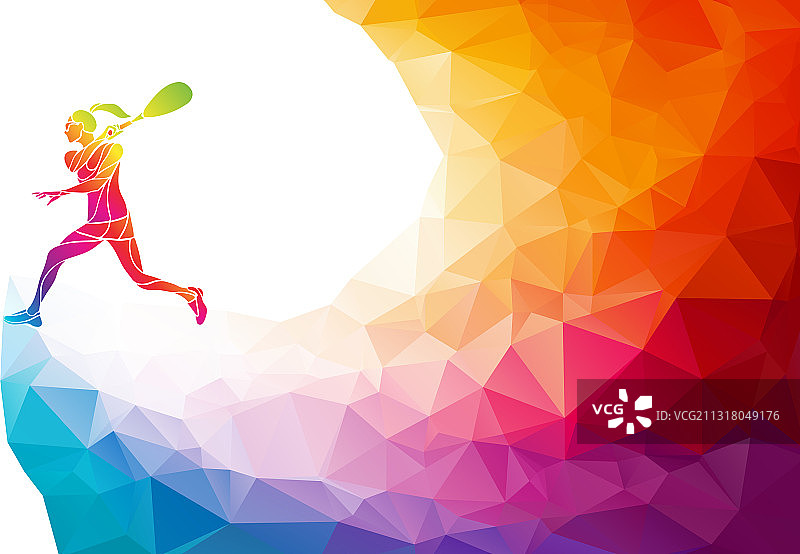 创意轮廓女性壁球运动员图片素材
