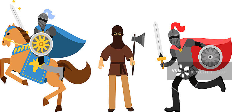 带有装甲骑士的中世纪人物图片素材