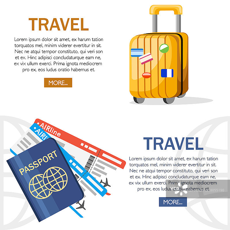 机票旅行概念扁平风护照图片素材