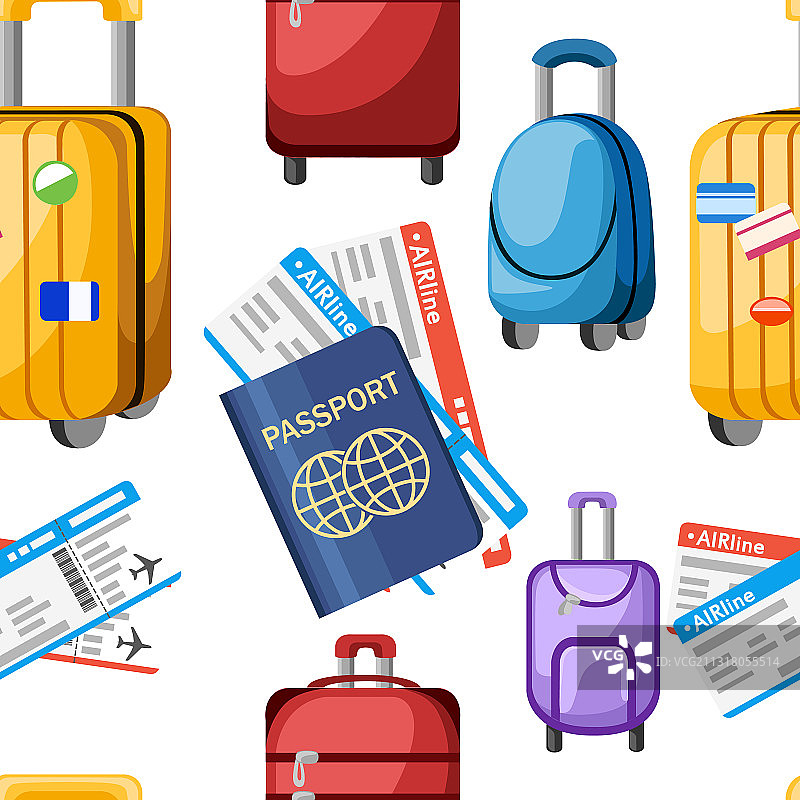 带机票的护照无缝图案图片素材