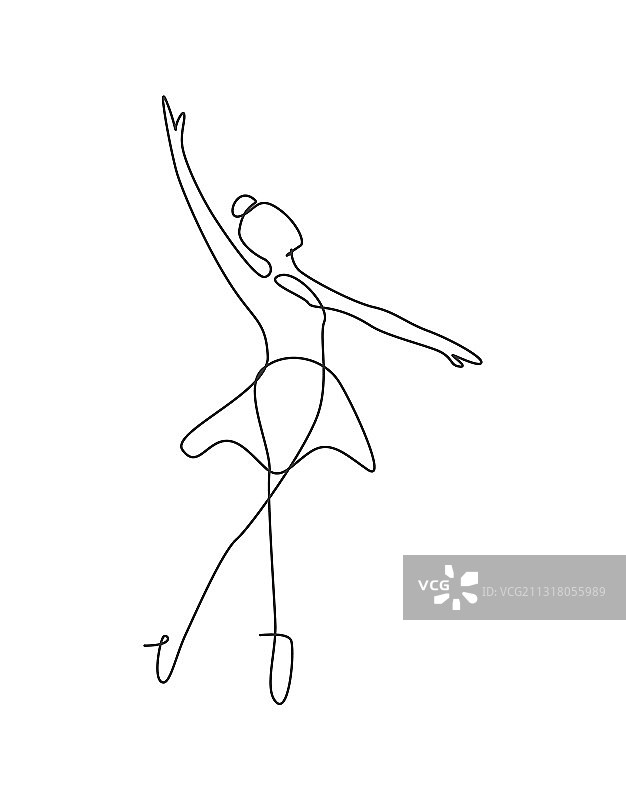 芭蕾舞演员单线连续画图片素材