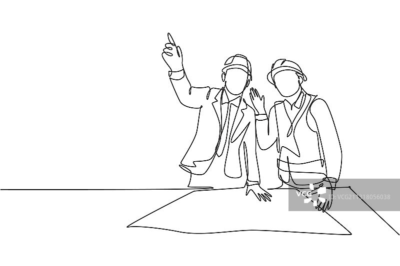 年轻连续单线画图片素材