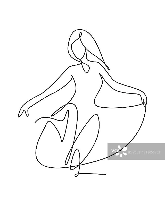 一笔画美丽女性图片素材