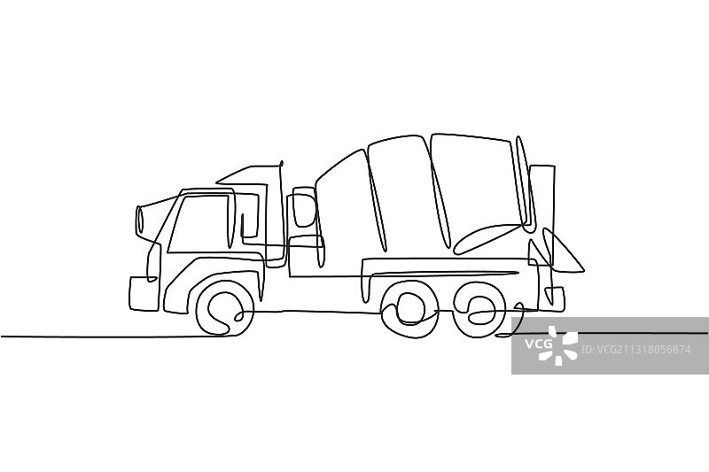 移动搅拌车单线画图片素材