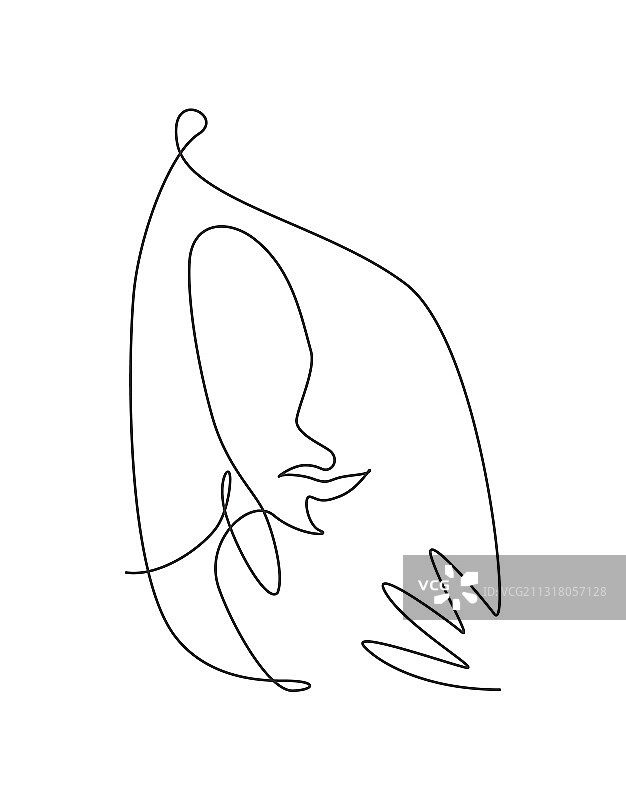 抽象美女的单线画图片素材