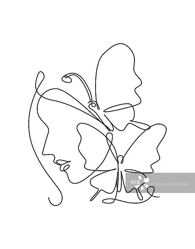 一笔画：美女图片素材