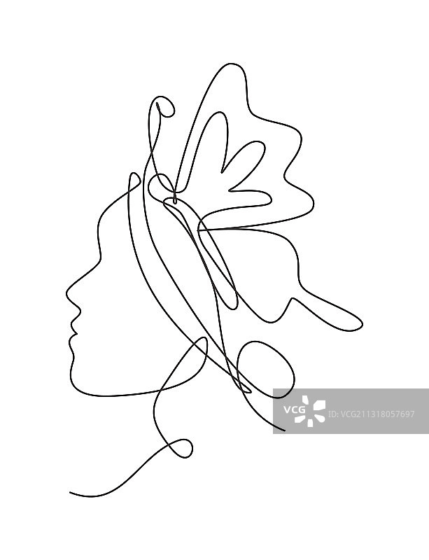 一笔画：美女图片素材