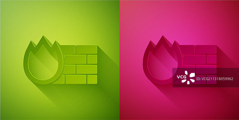 剪纸风格的防火墙安全墙图标图片素材