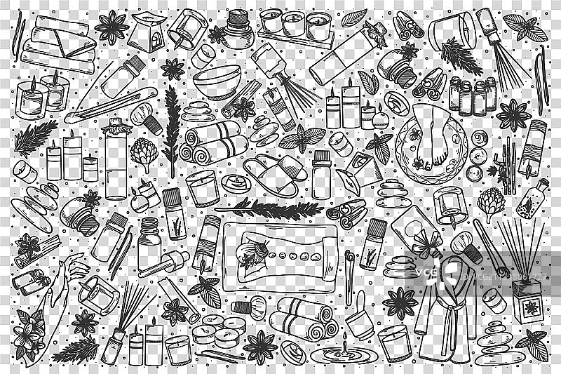 芳香疗法涂鸦套装图片素材