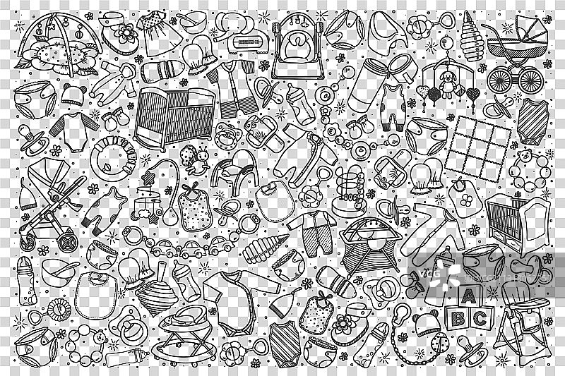 巴商店涂鸦套装图片素材