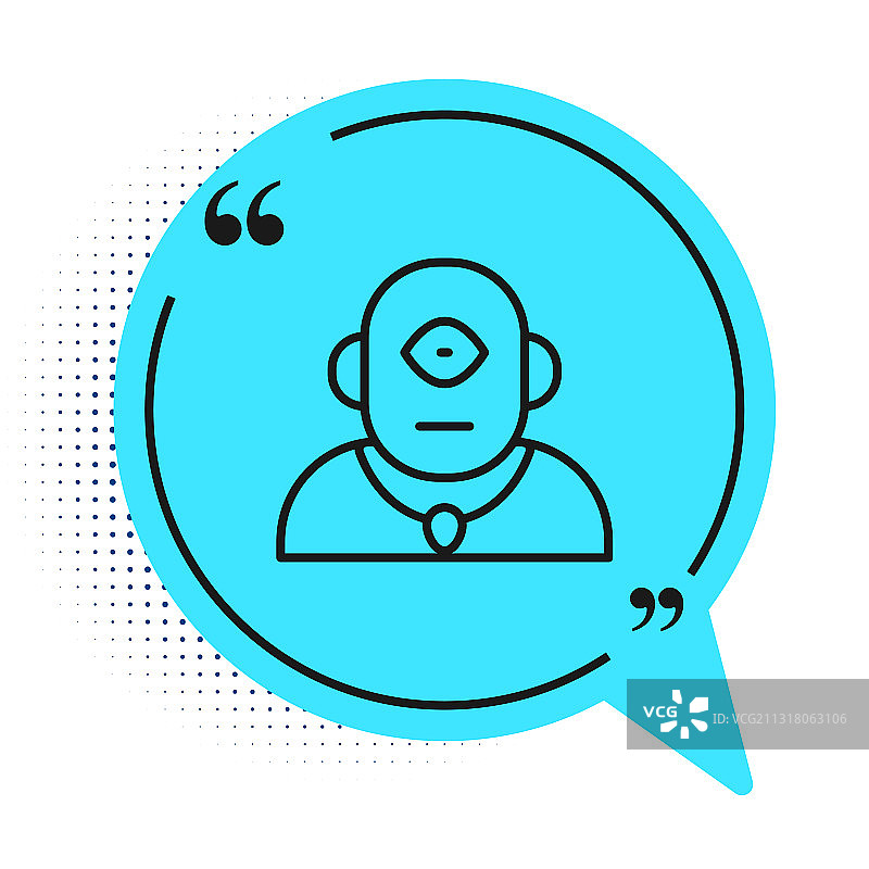 黑色线条独眼巨人白色背景图标图片素材