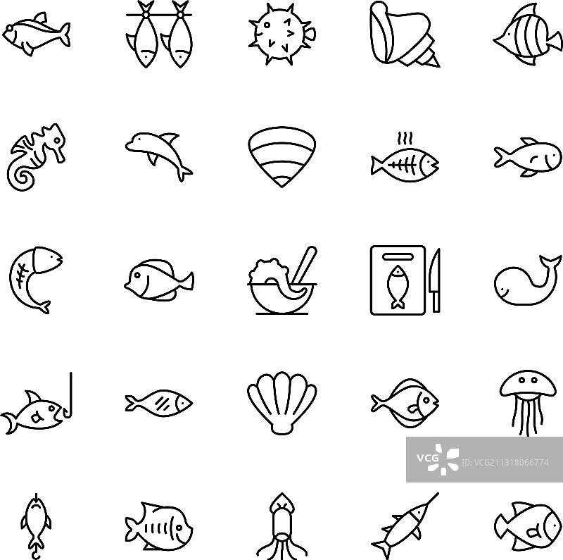 海鲜线性图标图片素材