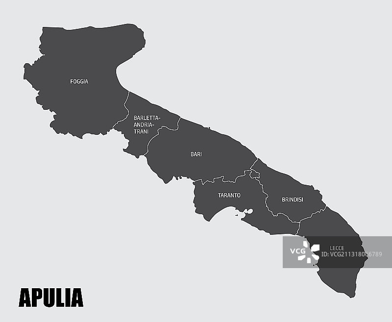 普利亚大区地图图片素材