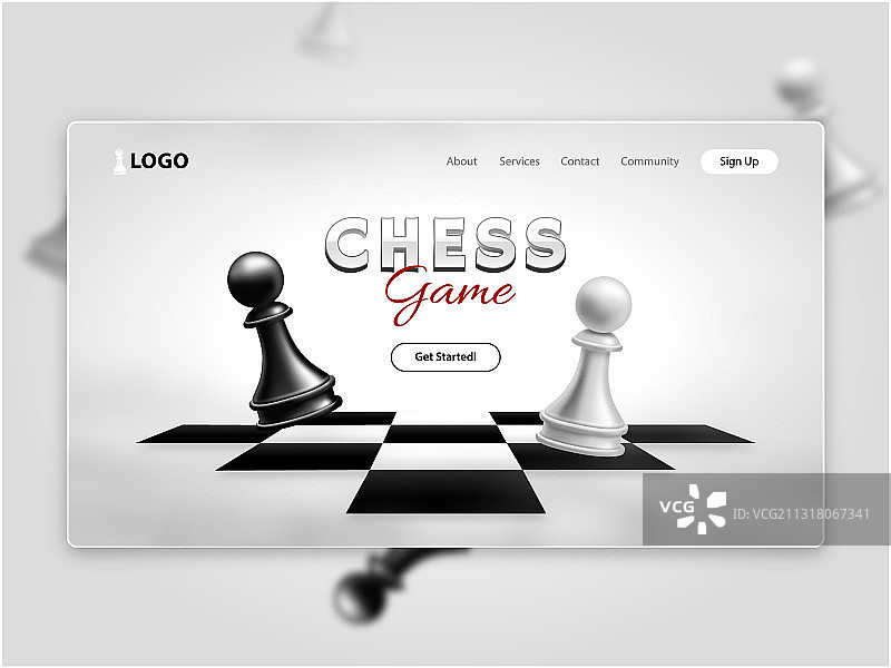 逼真国际象棋游戏引导页图片素材