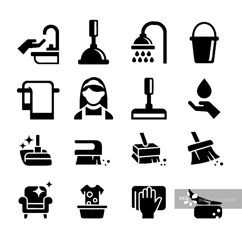 清洁相关线条图标合集图片素材