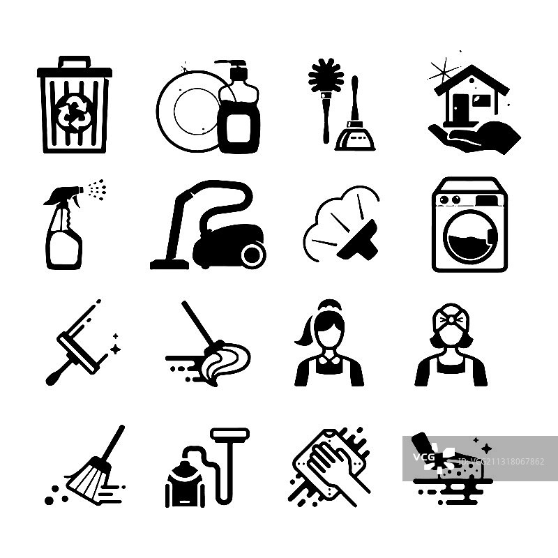 清洁相关线条图标合集图片素材
