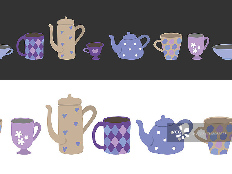 茶杯和茶壶无缝图案图片素材