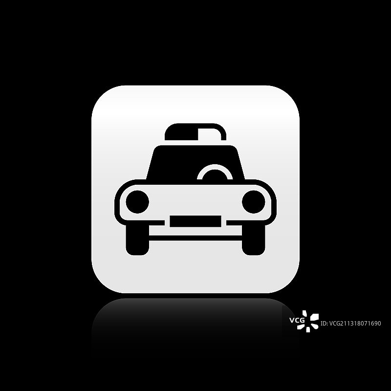 黑色背景上的黑色警车和警灯图标图片素材