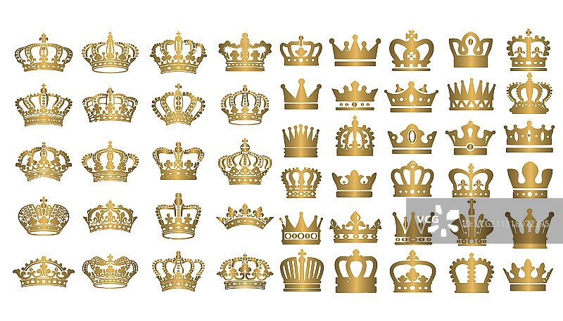 大量复古风格皇冠剪影图片素材