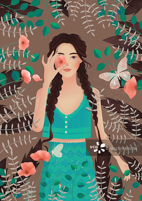 三八妇女节（花与女孩）图片素材