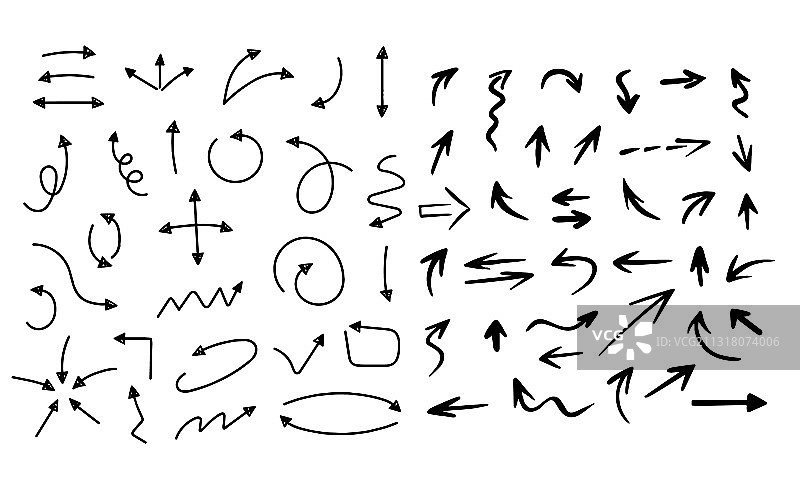 黑色手绘箭头图形元素合集图片素材