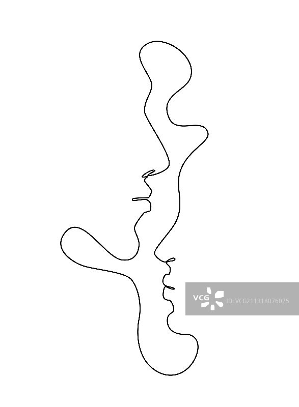 单线画女性面部美丽肖像图片素材