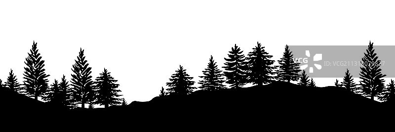 森林树木剪影背景图片素材