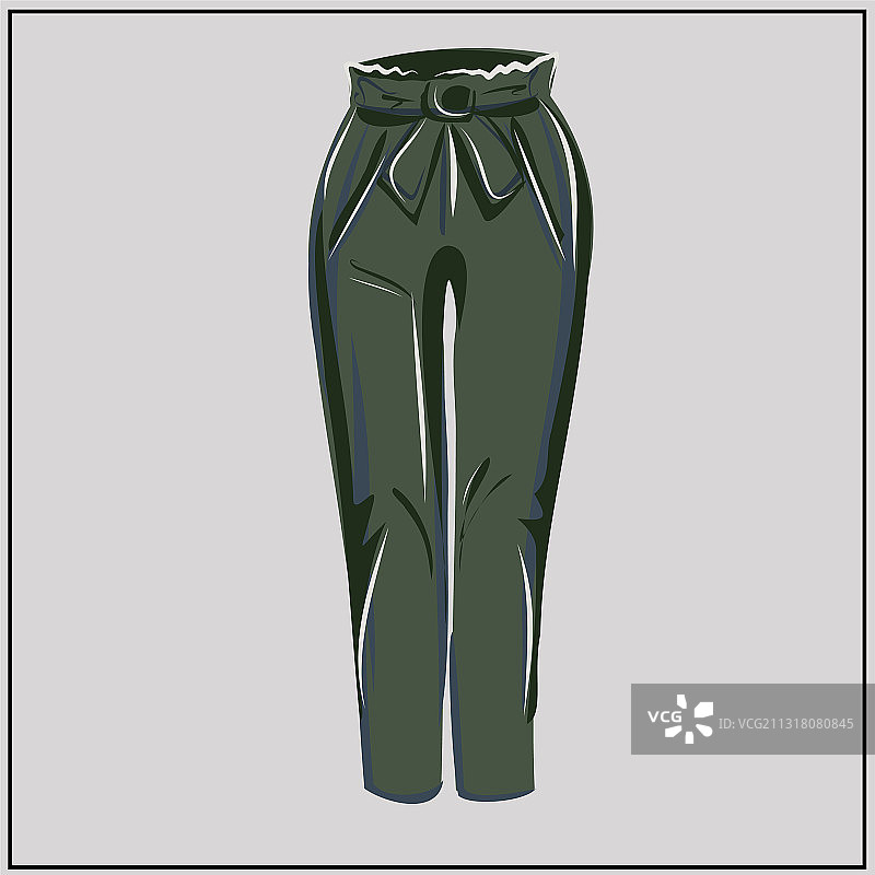 经典绿色卡其色宽松长裤图片素材