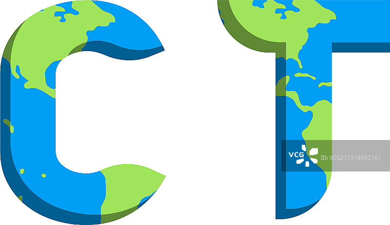CT字母世界地图风格logo设计图片素材