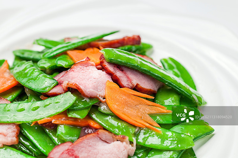 荷兰豆炒腊肉图片素材