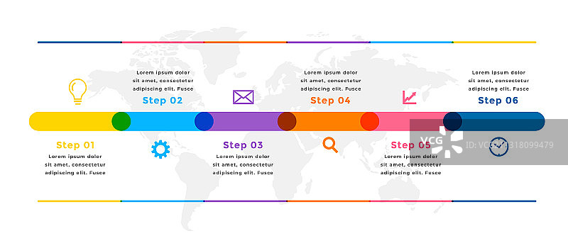 六步现代信息图表时间轴图片素材