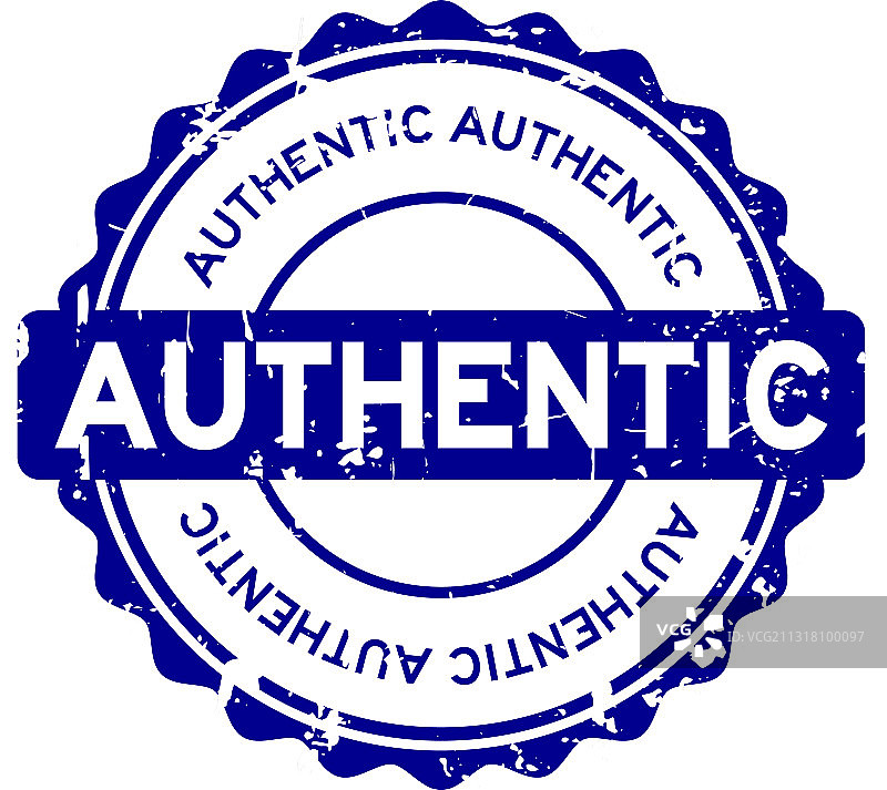 蓝色Grunge风格“正品”圆形橡胶印章图片素材