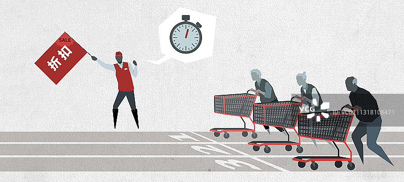 抢购超市打折的老年人图片素材